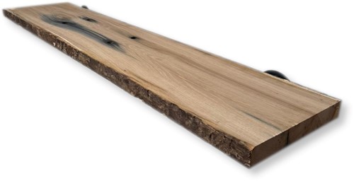 Eiken biels wandplank 120cm | 25cm breed | inclusief ronde plankdragers 